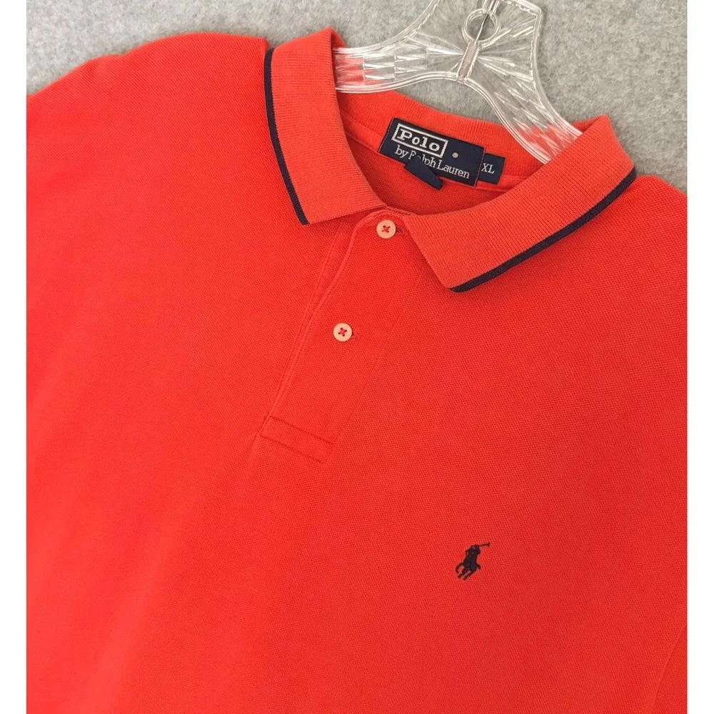 Polo Ralph Lauren Polo Golf Shirt Mens XL Orange Tipped Collar Short Sleeve